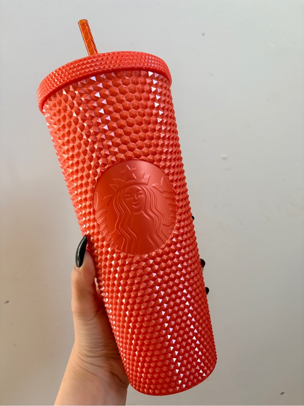Starbucks Orange Studded Tumbler with Logo and Straw